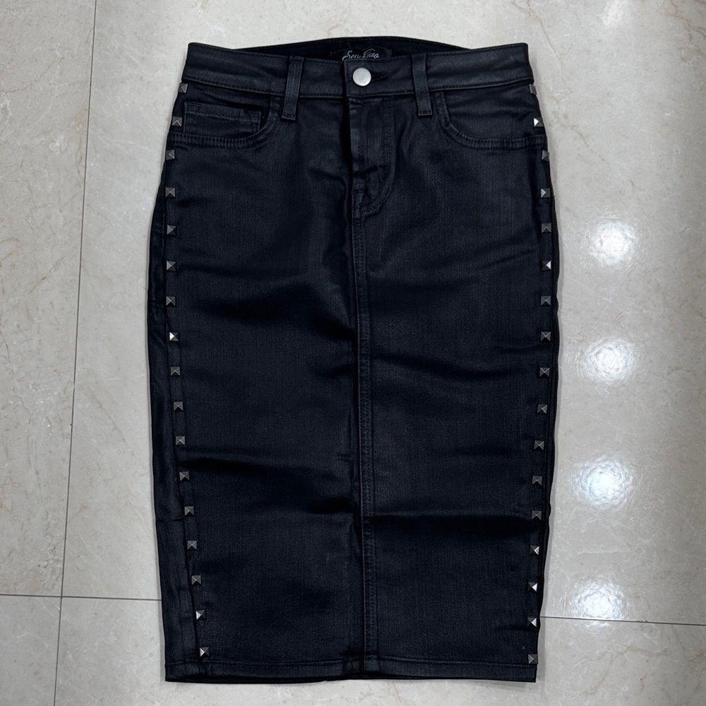 Black Studded Pencil Skirt